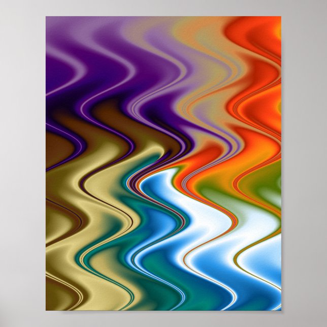 Poster Abstrato de multicores onduladas (Frente)