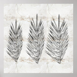 Poster Abstrato de parede natural deixa desenho