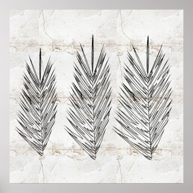 Poster Abstrato de parede natural deixa desenho (Frente)