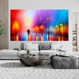 Poster Abstrato de Paris, França, a trabalhar à chuva