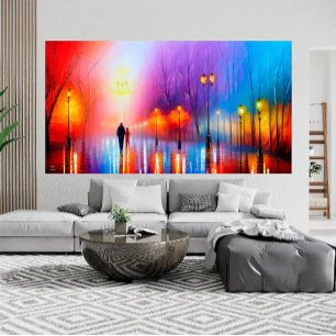 Poster Abstrato de Paris, França, a trabalhar à chuva