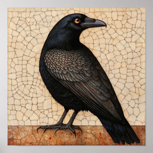 Poster Abstrato de Pássaro Crow (Frente)