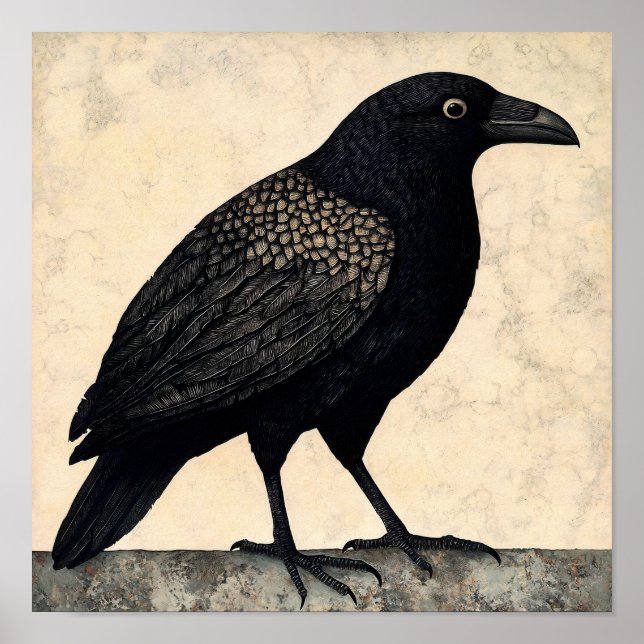 Poster Abstrato de Pássaro Crow (Frente)