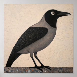 Poster Abstrato de Pássaro Crow