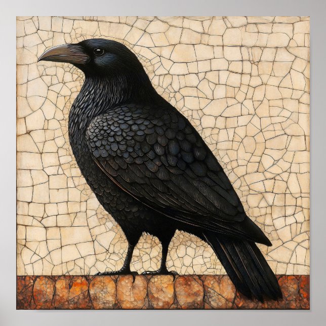 Poster Abstrato de Pássaro Crow (Frente)