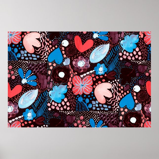 Poster Abstrato de pintura manual Dó de esboço de aquarel (Frente)