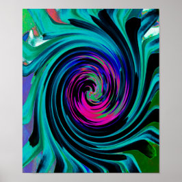 Poster Abstrato de preto e turquesa Dramático