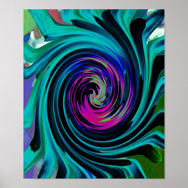 Poster Abstrato de preto e turquesa Dramático (Frente)