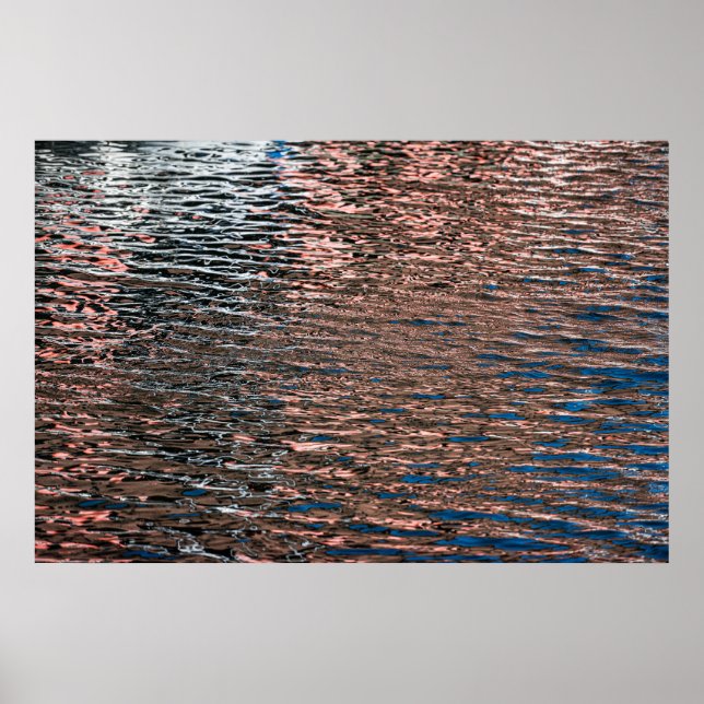 Pôster Abstrato de Reflexos de Água em Cor (Frente)