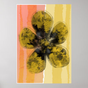 Poster Abstrato de rosa floral automático do ouro