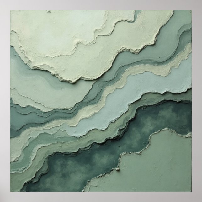 Poster Abstrato de sábio estratificado - Moderno orgânico (Frente)