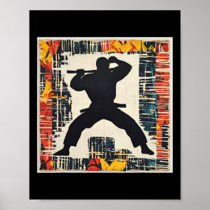 Poster Abstrato de Silhouette Arts Marciais