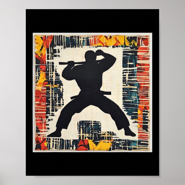 Poster Abstrato de Silhouette Arts Marciais (Frente)