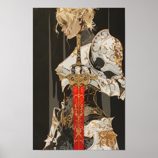 Poster Abstrato de SW Vermelho Branco com Exposição Dupla (Frente)