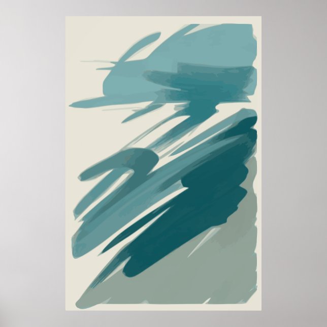 Poster Abstrato de Teal Tranquil (Frente)