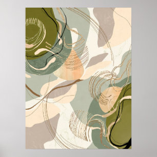 Poster Abstrato de Tons Orgânicos da Terra - Moderno Mini