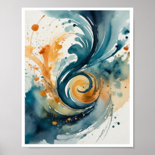 Poster abstrato de trabalho de arte de de aquarela espira
