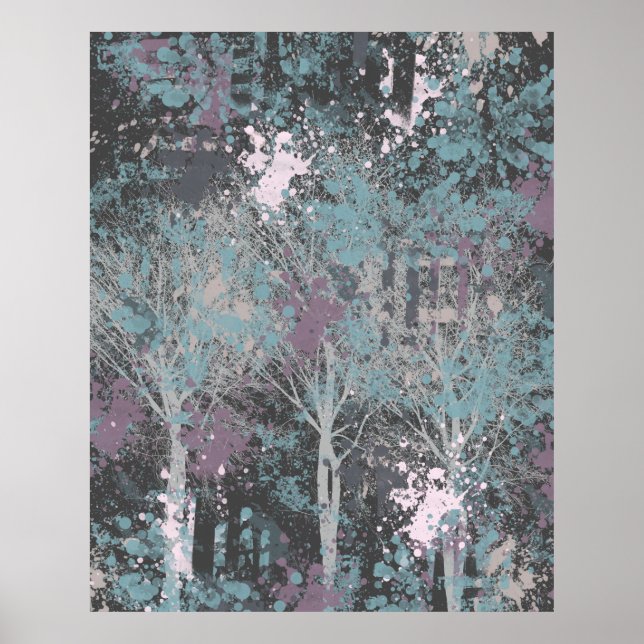 Poster Abstrato de Três Árvores (Frente)