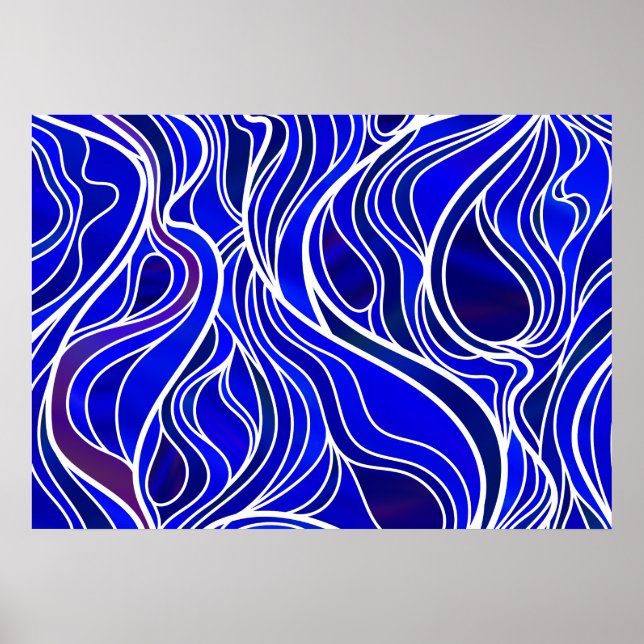 Pôster Abstrato de vidro de cor azul (Frente)