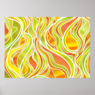 Pôster Abstrato de Vidro Estreito Amarelo
