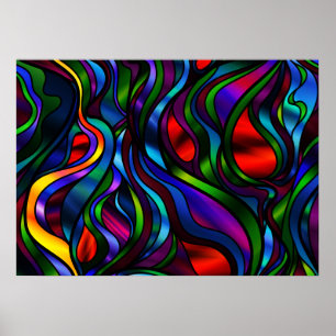 Poster Abstrato de Vidro Psicodélico
