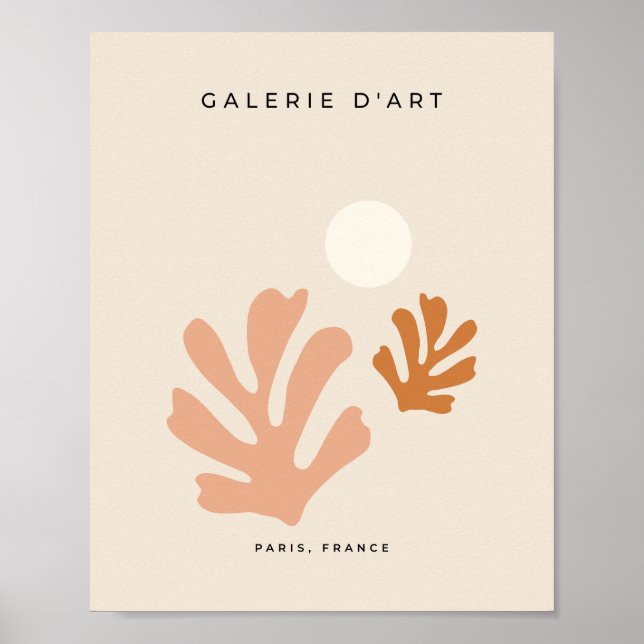 Poster Abstrato deixa formas de bege neutro cortadas (Frente)