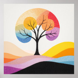 Poster Abstrato Design de árvore colorida