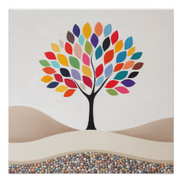 Pôster Abstrato Design de árvore colorida