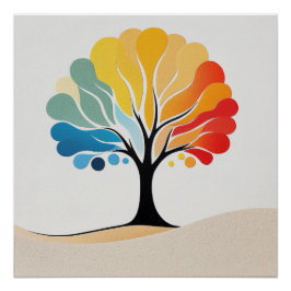 Pôster Abstrato Design de árvore colorida