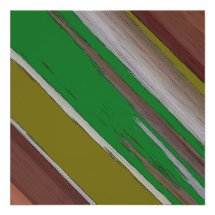Pôster Abstrato Diagonal Verde E Marrom