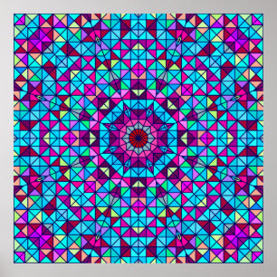 Poster Abstrato Digital Decorative Flower Colorful. Geoma