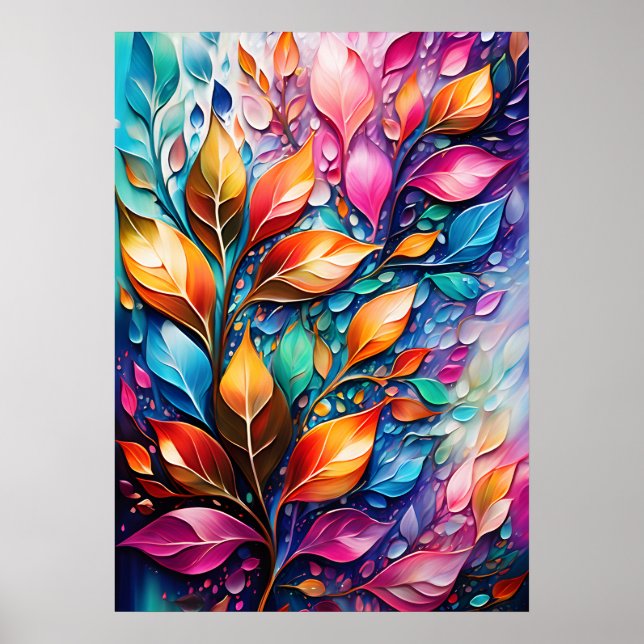 Poster Abstrato Digital Wall Art, deixa cores vibrantes (Frente)
