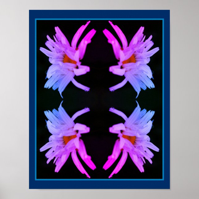 Poster Abstrato Dinado Dramático de Flores Daisy (Frente)