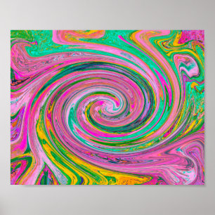Poster Abstrato do Groovy, retrorreflector rosa e giro ve