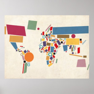 Pôster Abstrato do mapa do mundo