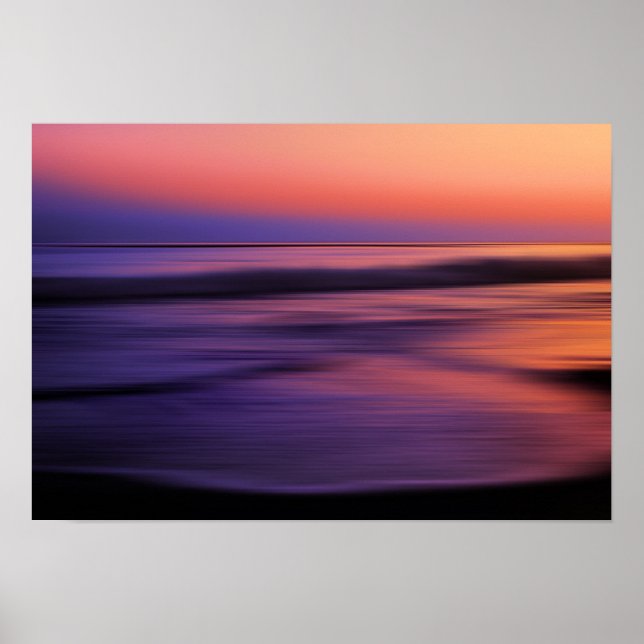 Poster Abstrato do Oceano Sunset da Costa Oeste (Frente)