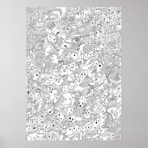 Poster Abstrato Doodle Art