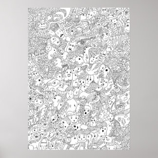 Poster Abstrato Doodle Art
