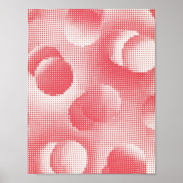 Poster Abstrato Dot Art Pixel Red (Frente)