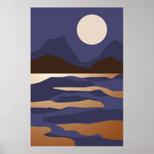Poster Abstrato dourada paisagem