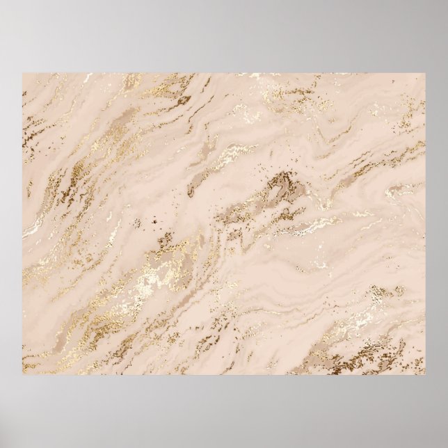 Poster Abstrato dourado com ondas de brilho (Frente)