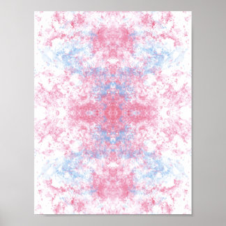 Poster Abstrato em Aquarela Rosa e Azul Pastel Sonhador