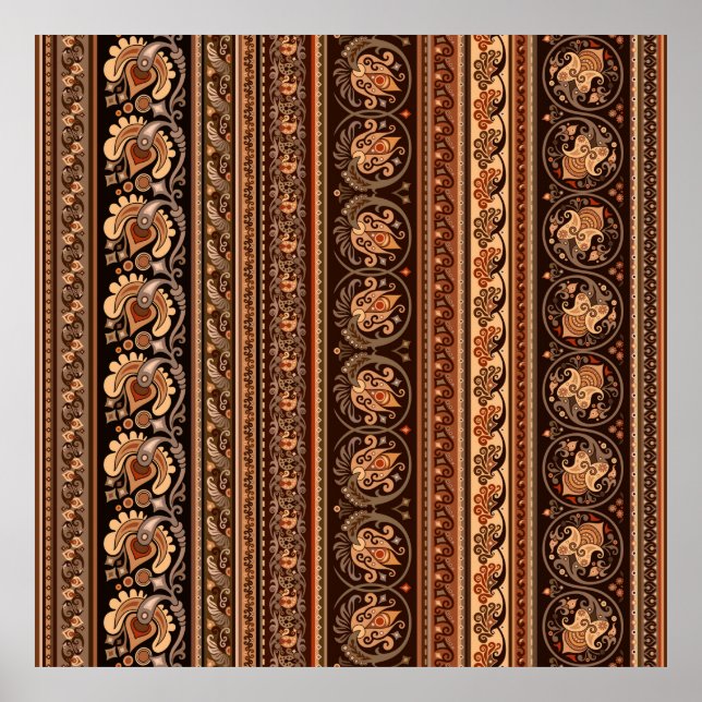 Poster Abstrato etnia stripy ornamental vintage backgrogu (Frente)