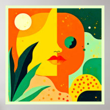 Abstrato Face Color Block Art