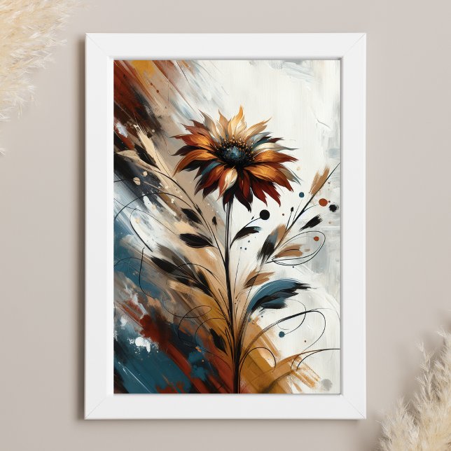 Poster Abstrato Flor Arte Floral em Terracotta (Criador carregado)