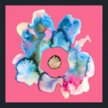 Poster Abstrato floral cor-de-água rosa<br><div class="desc">Flor azul abstrato floral de arte colorida na ilustração de arte feita à mão de pop cor rosa. Flor engraçado e moderna.</div>