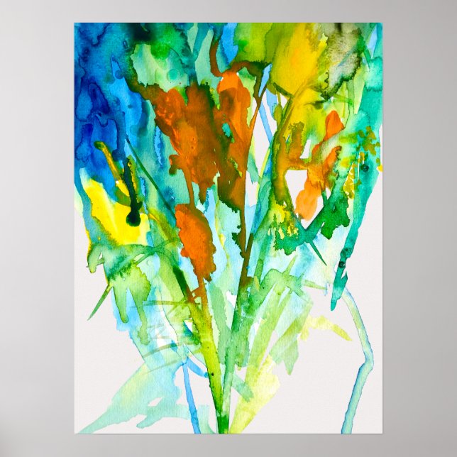 Poster Abstrato floral de aquarela (Frente)