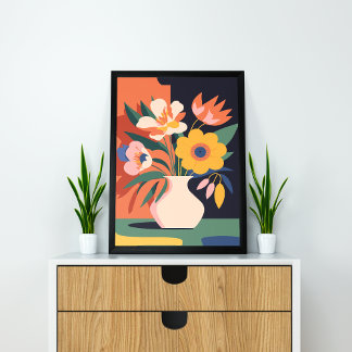 Poster Abstrato Floral Delights Blossoms em movimento