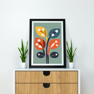 Poster Abstrato Floral Harmonia A Fusão de Cores