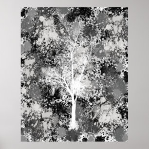 Poster Abstrato Floral Preto